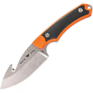 Buck 664ORG Alpha Hunter Select Stonewashed Guthook Fixed Blade Knife Orange Handles thumbnail