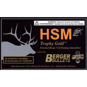 Trophy Gold Berger Hunting VLD Match 185 gr 30-06 Springfield Rifle Ammo – 20 Round Box