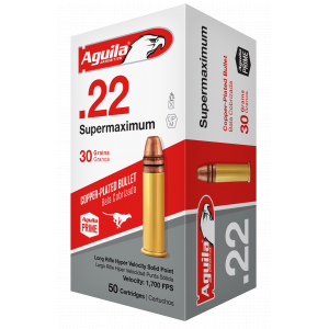 Supermaximum Copper Plated Solid Point 30 gr 22 Long Rifle Rimfire Ammo - 50 Round Box thumbnail