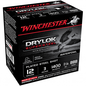 WINCHESTER AMMO DryLok Super Steel 12Ga 3in BBB 25rd Box Shotgun Shells (XSC123BBB)