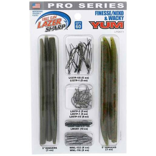 Eagle Claw Lazer Sharp Pro-Series Avid Kit - Finesse/Neko/Wacky Stick Bait Kit - Green 2, 1, 1/0