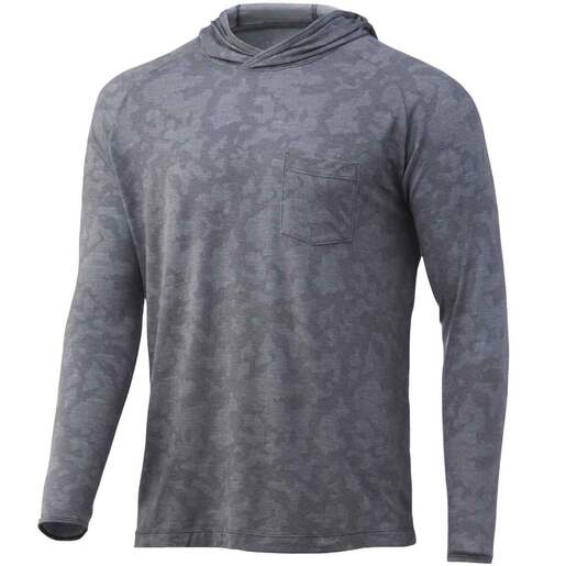 Huk Men's Waypoint Running Lakes Long Sleeve Fishing Hoodie - Running Lakes Volcanic Ash 3XL