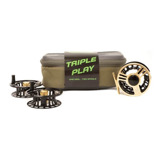 Cheeky Launch 350 Triple Play Fly Reel and Spool Bundle - Gold/Black 350