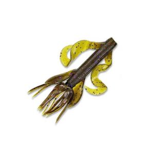 Yamamoto Kreature Creature Bait - Black / Large Blue Flakes Body & Chart.