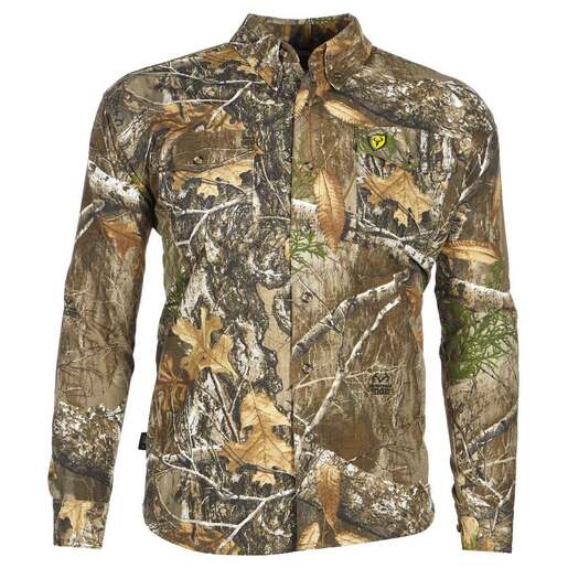 Blocker Outdoors Men's Realtree Edge Fused Cotton Ripstop Long Sleeve Hunting Shirt - Realtree Edge 3XL