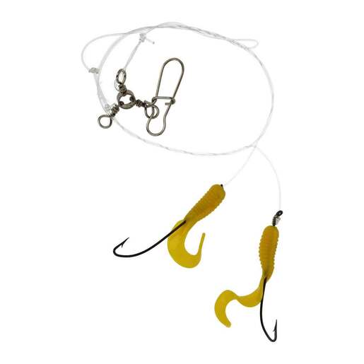 Eagle Claw Lazer Sharp Yellow Curly Tail Grubs Flounder Bait Rig - 8