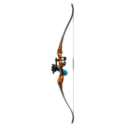 Fin-Finder Bank Runner Recurve Package with Winch Pro Reel Bowfishing Bow - Orange - Orange