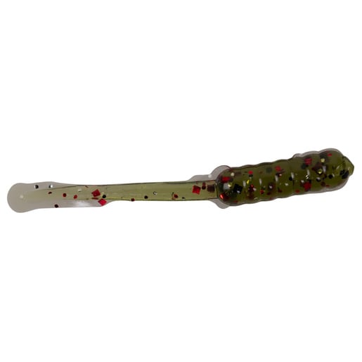 Freedom Baitz Stinger Ice Fishing Grub - Watermelon Red/Black/Gold Flake
