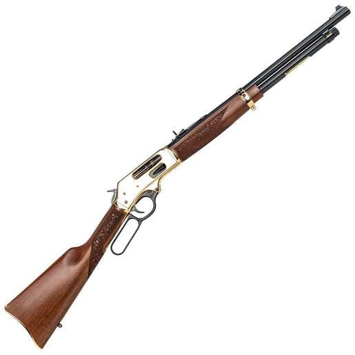 Henry Side Gate 45-70 Government Polished Brass Lever Action Rifle - 20in - Brown