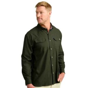 Huk Men's Hawser Tech Long Sleeve Fishing Shirt - Cypress Landing Heather 3XL
