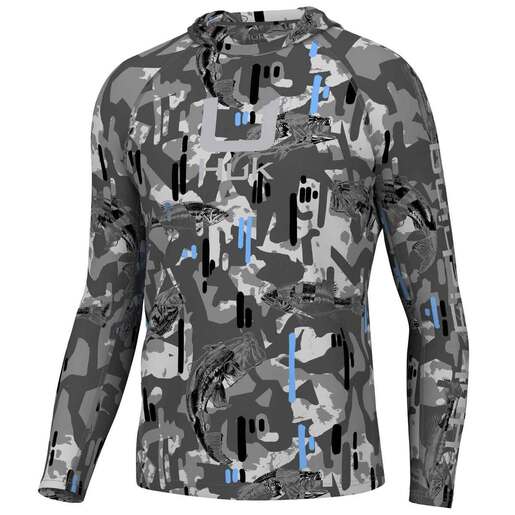 Huk Men's KC Apex Vert Icon Performance Hooded Long Sleeve Fishing Shirt - Harbor Mist XL