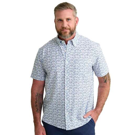 Huk Men's Kona Short-Sleeve Fishing Shirt - White Boat Drinks M