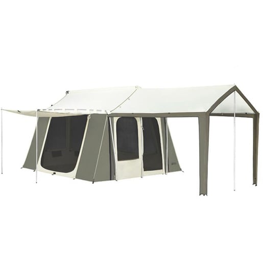 Kodiak Canvas Cabin 6-Person Canvas Tent with Deluxe Awning - Tan/Green