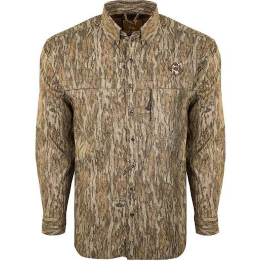 Ol' Tom Men's Mossy Oak Bottomland Mesh Back Flyweight 2.0 Long Sleeve Hunting Shirt - Mossy Oak Bottomland XXL