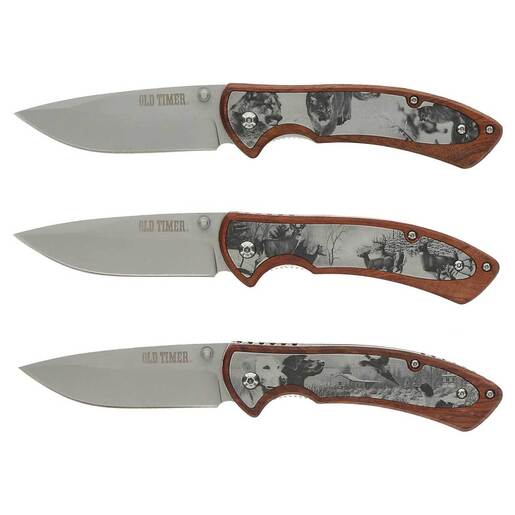 Old Timer Wildlife 2.2 inch Folding Knife Set - Brown