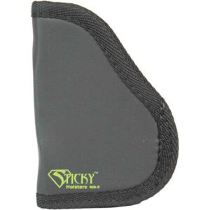 Sticky Holsters MD-2 Super Non-Slip Synthetic Rubber Medium Inside the Waistband Ambidextrous Holster - Black - Black w / Green Logo
