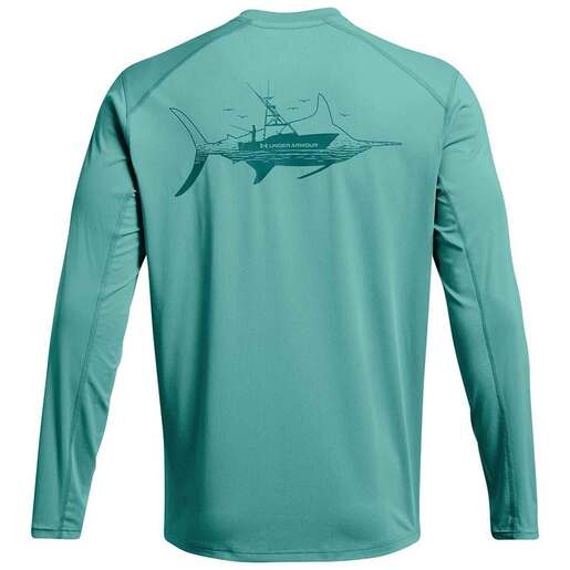 Under Armour Men's Iso-Chill Shorebreak Back Graphic Long Sleeve Fishing Shirt - Radial Turquoise M