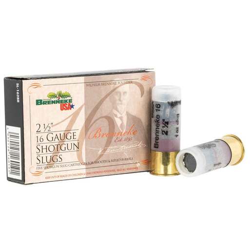 Brenneke 16 Gauge 2-1/2in 1oz 437Gr Slug Shotshells - 5 Rounds - Slug