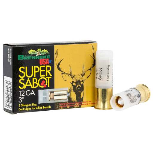 Brenneke SuperSabot 12 Gauge 3in 1-1/8oz 490Gr Sabot Slug Shotshells - 5 Rounds - Slug