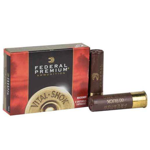 Federal Vital-Shok 10 Gauge 3-1/2in 00 Buck Buckshot Shotshells - 5 Rounds - #00 Buck