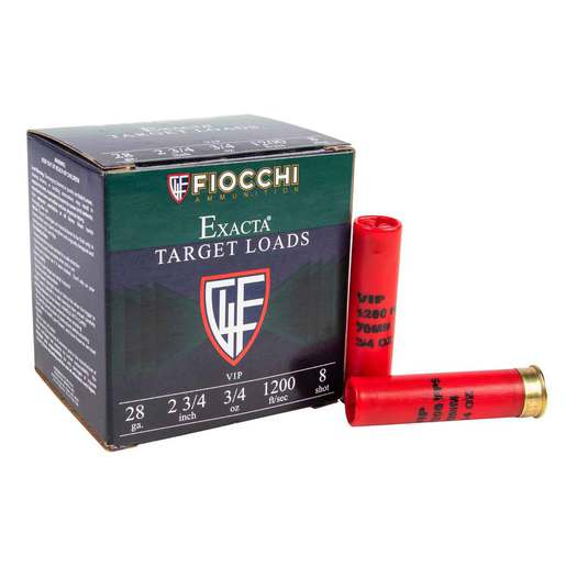 Fiocchi Exacta VIP Target 28 Gauge 2-3/4 #8 3/4oz Shotshells - 25 Rounds - #8