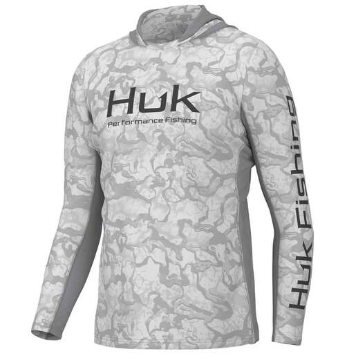 Huk Men's Icon X Hooded Inside Reef Long Sleeve Fishing Shirt - Harbor Mist M