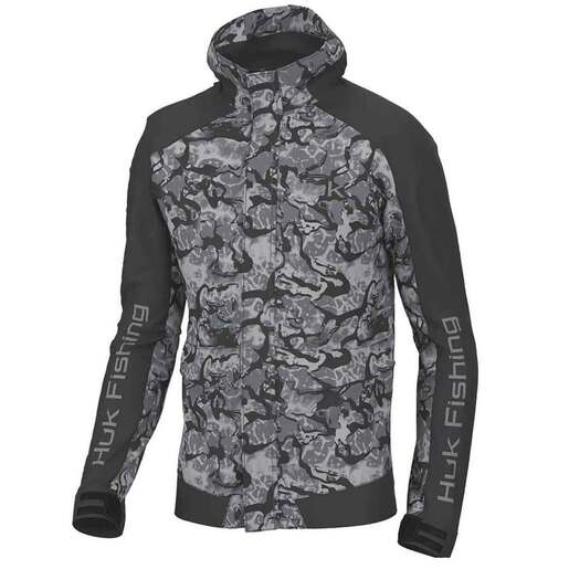 Huk Men's Tournament Waterproof Fishing Jacket - Inside Reef Volcanic Ash S