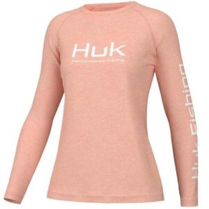 Huk Women's Pursuit Long Sleeve Fishing Shirt - Peach Nectar Heather M