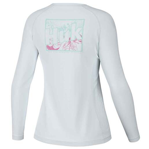 Huk Women's Tropic Pursuit Performance Crew Long Sleeve Fishing Shirt - White L