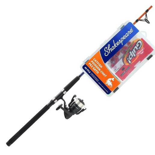 Shakespeare Catch More Fish Catfish Spinning Combo - Orange/Purple 50