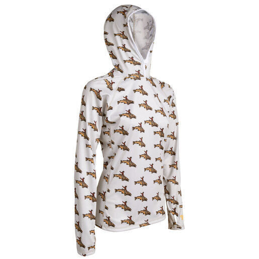 Trxstle Women's Bucking Brown Sun Fishing Hoodie - Sand Gray S