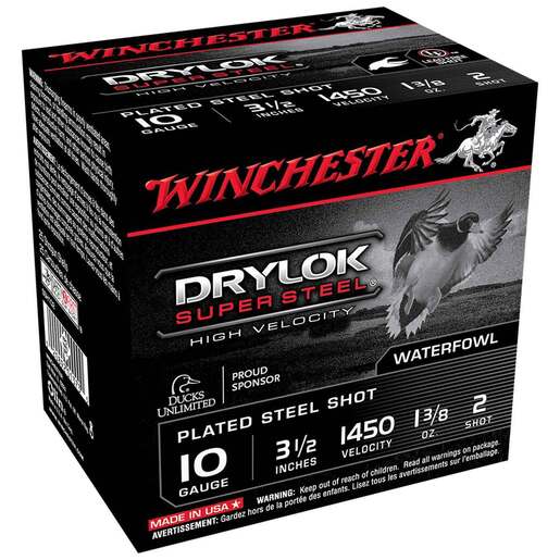 Winchester Drylok Super Steel 10 Gauge 3-1/2in #2 1-3/8oz Waterfowl Shotshells - 25 Rounds - #2