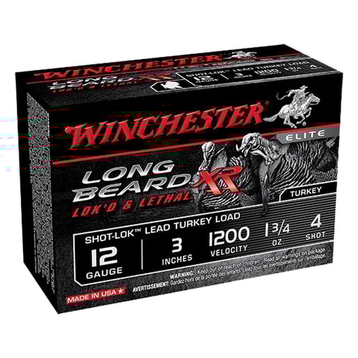 Winchester Long Beard XR Shot-Lok Turkey 12 Gauge 3in 1-3/4 oz Turkey Shotshells - 10 Rounds - #4