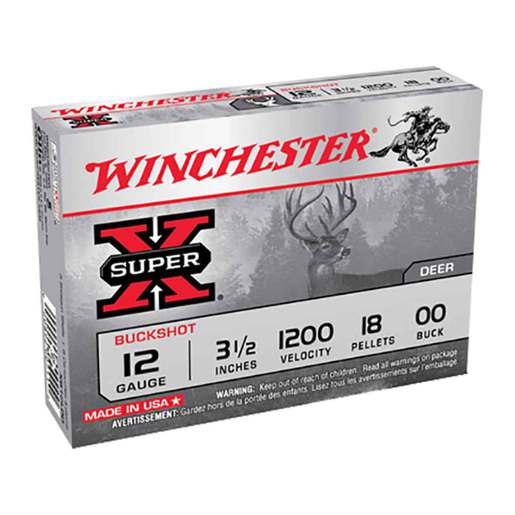 Winchester Super X 12 Gauge 2-3/4in 00 Buck Buckshot Shotshells - 5 Rounds - #00 Buck
