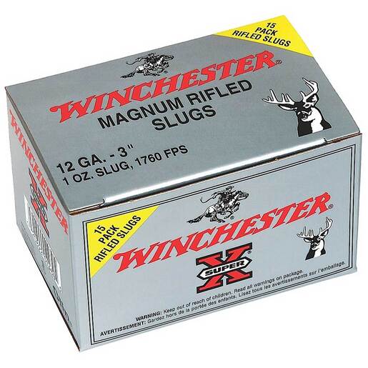 Winchester Super X 12 Gauge 3in Rifled Slug 1oz Slug Shotshells - 15 Rounds - Slug