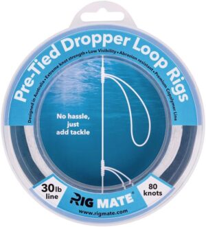 Pre-Tied Dropper Loop Rigs - 30 lb. Tested Fishing Line Spool - 80 Loops 18 Inches Apart with 5.5 Inch Loop Size - Perfect for Saltwater & Freshwater Fishing. Perfect for Snapper & Game Fishing.