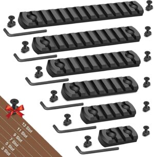 Single Picatinny Aluminum Accessory Rail Set 3 5 7 9 11 13 Slots with 13 T-Nuts & Screws, 6 Wrench-Rounded Corner