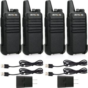 Retevis RT22 Two Way Radio Long Range Rechargeable,Portable 2 Way Radio, USB-C Charging, Handsfree Walkie Talkies for Adults Cruise Hiking Camping(4 Pack)