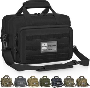 Gun Range Bag, Tactical 2 Pistol Bag for Handguns and Ammo, Firearm Shooting Case with Multi-Pockets, Duffle Bag for Shooting & Outdoor Hunting