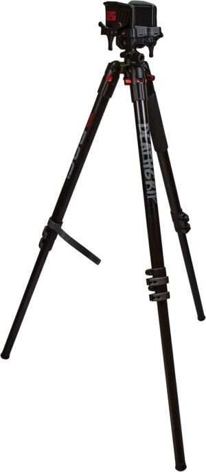 BOG DeathGrip Aluminum Tripod with Durable Frame, Lightweight, Stable Design, Bubble Level, Adjustable Legs, Shooting Rest, and Hands-Free Operation for Hunting, Shooting, and Outdoors
