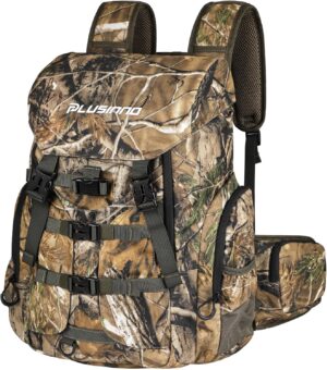 PLUSINNO Hunting Backpack for Hunting Essentials, 45L Waterproof Hunting Gear with Rain Cover, & Padded Scabbard Carry System For Deer Hunt Accessories, Hunt Gift For Men