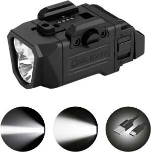 OLIGHT PL X Tactical Flashlight Rechargeable USB-C Dual Beams Strobe Combo 22,500 Candelas Spotlight and 1,200 Lumens Floodlight Adjustable & Reversible Lugs, for 1913 / GL Rail Mount (Matte Black)