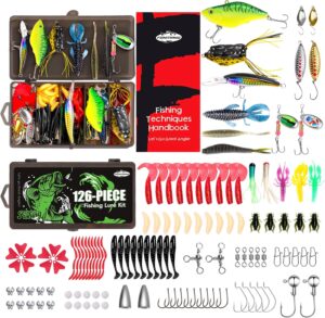 Fishing Lures - Tackle Box with Tackle Included, Fishing Kit with VIBs, Frogs, Minnows, Soft Baits, Hooks & Weights Accessories, Freshwater Lure Kit for Bass Walleye Trout