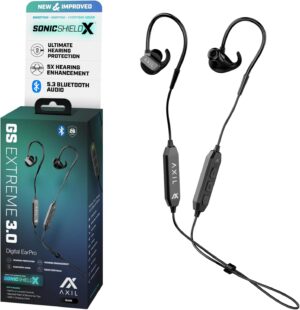 AXIL GS Extreme 3.0 Shooting Ear Protection – Black - Hearing Enhancement & Noise Isolation Bluetooth Earbuds – 5X Hearing Protection for Shooting, Travel, Work and Concerts