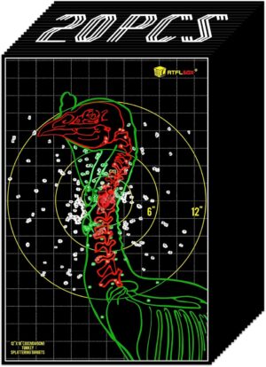 ATFLBOX 20 Pcs Splatter Turkey Targets, 12x18 Inch Adhesive Highly Visible Turkey Target Stickers for Shotgun Patterning, Splash Effect of Multiple Colors Shooting Practice