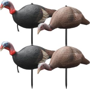 Hollowfly Collapsible Hen and Jake Combo Decoy for Hunting - Lightweight Standing Lifelike Turkey Hunting Decoy with Stake for Field Forest Wood Ground Outdoor