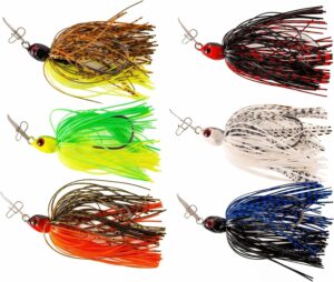 FONMANG Bladed Jig Fishing Lures, Professional Vibrating Jig with Sharp Hook & Premium Silicone Skirt, High-Vibration Swim Jig for Bass Fishing, Freshwater Pike and Musky Lures